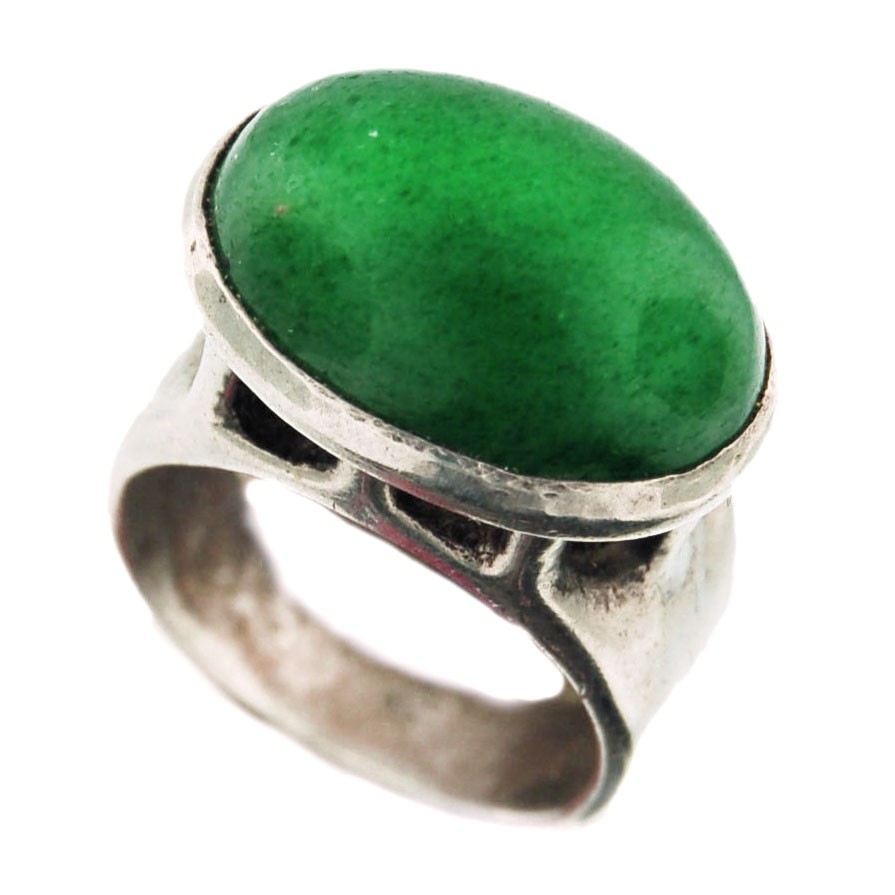 Toulhoat green agate ring 6.6g Contemporary Bijou Toulhoat